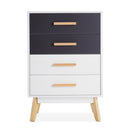 Meerveil Storage Cabinet, White and Grey, Nordic Style, 4 Chest of Drawers, with Solid Wood Legs