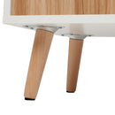 Meerveil Modern Storage Cabinet, White and Oak Color Matching, 2 Doors and Single Drawer