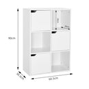 Meerveil Modern Bookcase, White Color, 6 Storage Units and 3 Doors