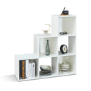 Meerveil Storage Unit Wooden Bookcase, 6-Cube Step Style, White Color