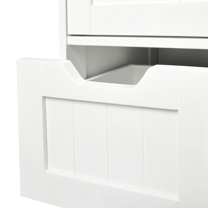 Meerveil Simple Bathroom Cabinet, White Color, Single Door and 4 Drawers