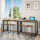 Meerveil Retro Industrial Bar Table Sets, Dark Wood Grain Color