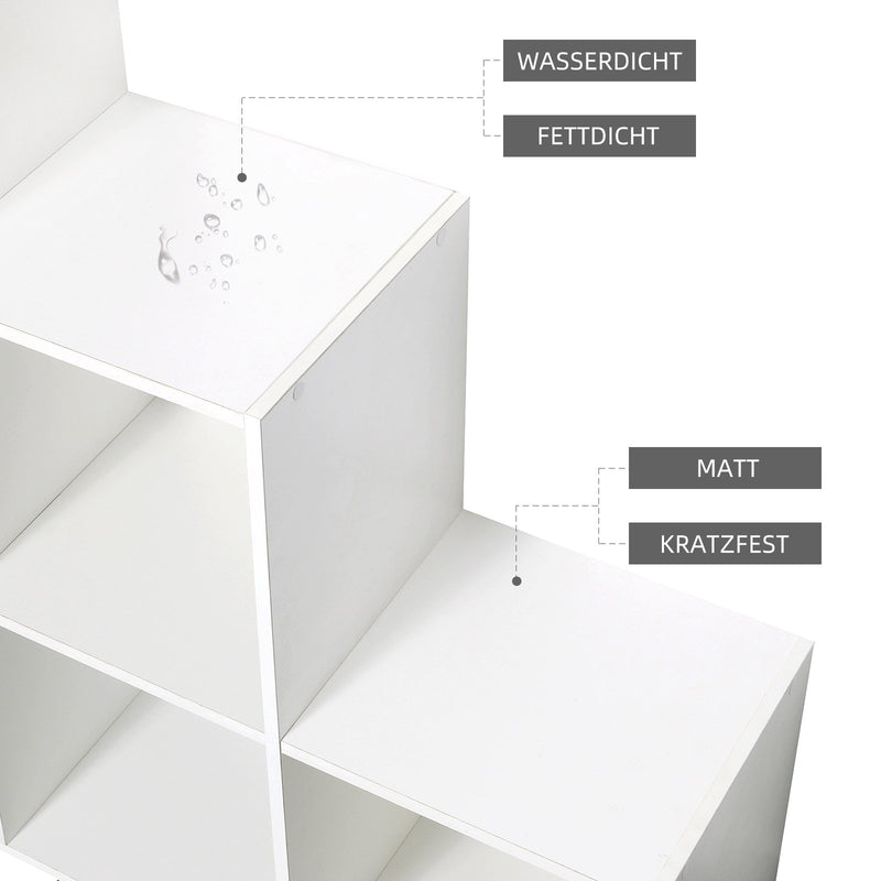 Meerveil 6 Cubes Bookcase, White Color, Trapezoid Storage Unit