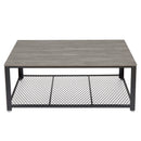 Meerveil Retro Industrial Coffee Table, Antique Warm Grey Wood Grain Color