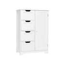 Meerveil Simple Bathroom Cabinet, White Color, Single Door and 4 Drawers