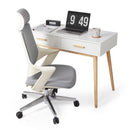 Meerveil Modern Computer Desk, White Color, 2 Drawers and Solid Wood Frame