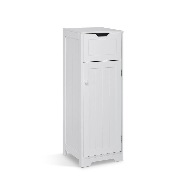 Meerveil Simple Bathroom Cabinet, White Color, Single Raw, Drawer, and Door