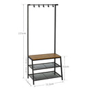 Meerveil Hall Tree with Storage Bench, Equipped with Extra Two-layer Iron Mesh