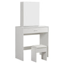 Meerveil Stylish Dressing Table, White Color, with Sliding Door, Mirror and Stool