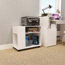 Meerveil Modern Simple Style Printer Cart, White Color, File Cabinet with Adjustable Partition and Universal Wheel