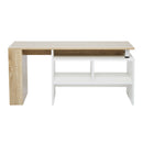 Meerveil Modern Style TV Cabinet, White & Wooden Color, Extendable Structure