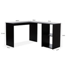 Meerveil L-shaped Computer Desk, White/Black Color, 2 Storage Compartments