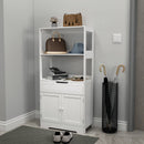 Meerveil Simple Bathroom Cabinet, White Color, The Upper Open Space, Single Drawer and Door