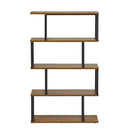 Meerveil Bookcase, Standing Shelf with 4 Levels, Wooden S-Shaped Storage Shelf