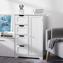 Meerveil Simple Bathroom Cabinet, White Color, Single Door and 4 Drawers