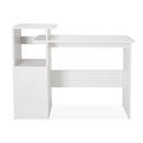 Meerveil Computer Desk, White Color, with Adjustable Partition