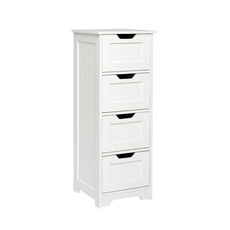 Meerveil Simple Bathroom Cabinet, White Color, Single Raw and 4 Drawers