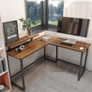 Meerveil Retro Industrial Computer Table，L-shaped, with Open Storage Spaces