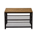Meerveil Retro Industrial Shoe Bench, Multi-layer Design, Black Painted Iron Mesh
