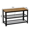 Meerveil Retro Industrial Shoe Bench, Multi-layer Design, Black Painted Iron Mesh