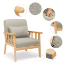 Meerveil Retro Armchair, Light/ Dark Grey Color, Oak Wood Frame