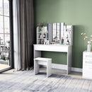 Meerveil Dressing Table Set, White Color, Large Storage Space, Providing Mirror, Drawer, Stool
