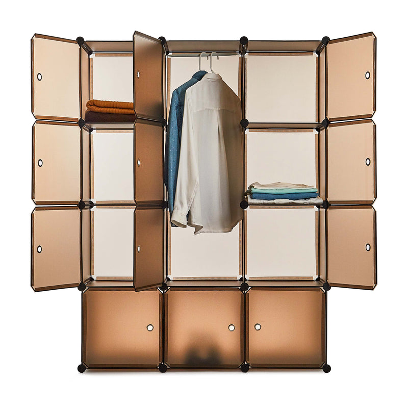 Meerveil Bedroom PP Storage Wardrobe, 12/20 Cubes, Transparent