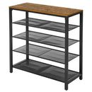 Meerveil Retro Industrial Shoe Rack, Five-layer Design, Black Painted Iron