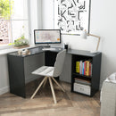 Meerveil L-shaped Computer Desk, White/Black Color, 2 Storage Compartments