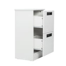 Meerveil Freestanding Bathroom Cabinet, White Color, 2 Drawers and Black Pulls