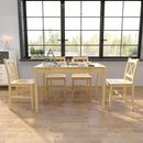 Meerveil Dining Table and Chairs Set, White&Blue/Natural Wood Color, Classic Style, Solid Pine Wood