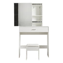 Meerveil Stylish Dressing Table, White Color, with Sliding Door, Mirror and Stool