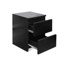 Meerveil Modern Bedside Cabinet, Black Color, 2 Drawers