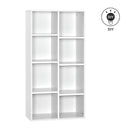 Meerveil Modern Bookcase, White Color, 8 Opening Storage Units