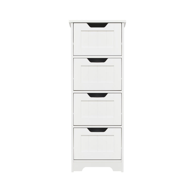 Meerveil Simple Bathroom Cabinet, White Color, Single Raw and 4 Drawers