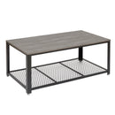 Meerveil Retro Industrial Coffee Table, Antique Warm Grey Wood Grain Color