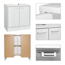 Meerveil Bathroom Under Sink Cabinet, White Color, Storage Unit with 2 Doors
