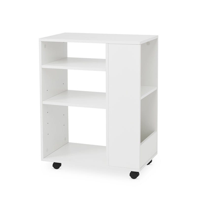 Meerveil Modern Simple Style Trolley, White Color, with Adjustable Partition and Universal Wheel