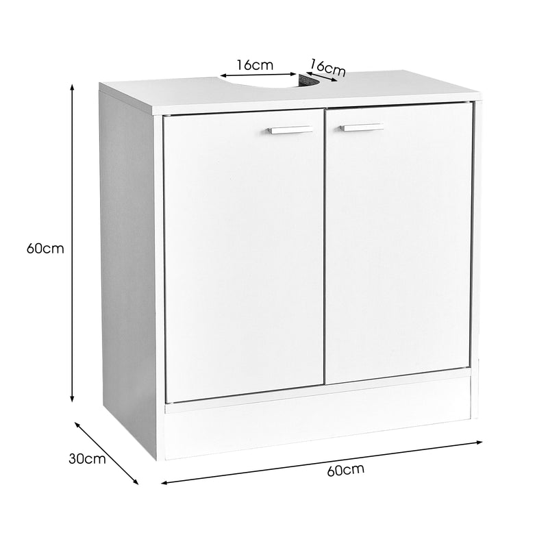 Meerveil Bathroom Under Sink Cabinet, White Color, Storage Unit with 2 Doors