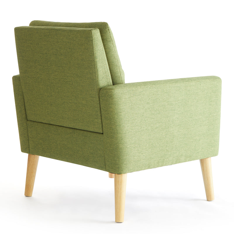 Modern Style Armchair, Grass Green/Lemon Yellow Color, Solid Wood Legs