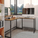 Meerveil Retro Industrial Computer Table, L-shaped, with Monitor Stand