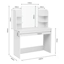 Meerveil Dressing Table Set, White Color, Large Storage Space, Providing Mirror, Drawer, Stool
