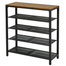 Meerveil Retro Industrial Shoe Rack, Five-layer Design, Black Painted Iron