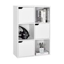 Meerveil Modern Bookcase, White Color, 6 Storage Units and 3 Doors