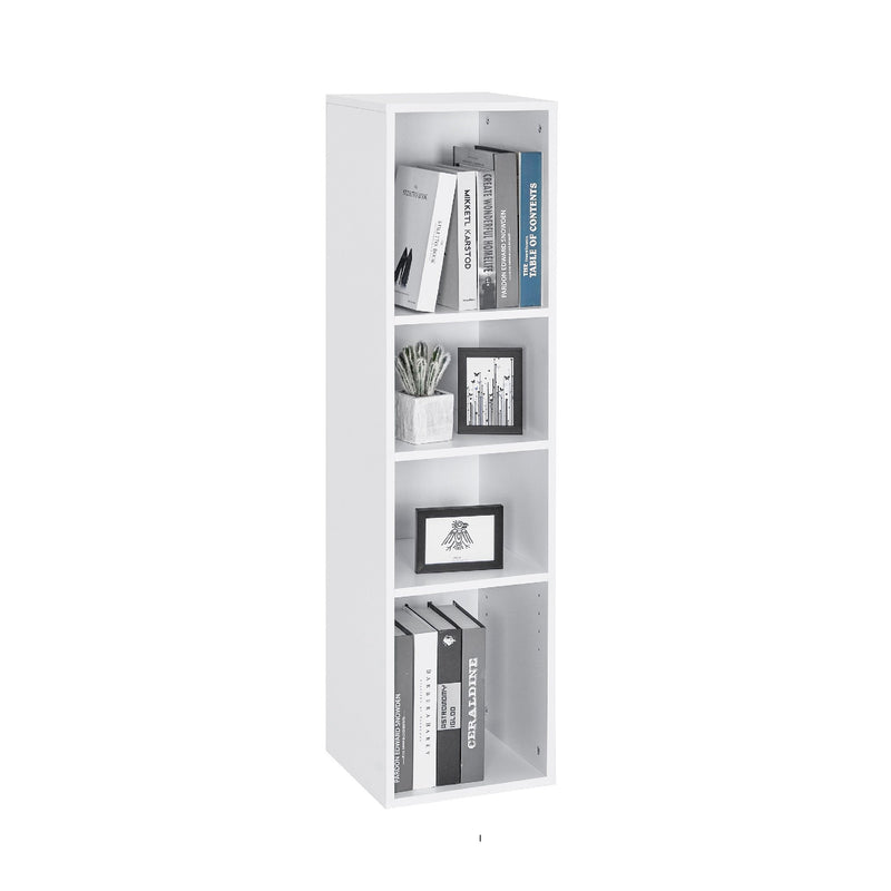 Meerveil Modern Bookcase, White Color, 4 Opening Storage Units