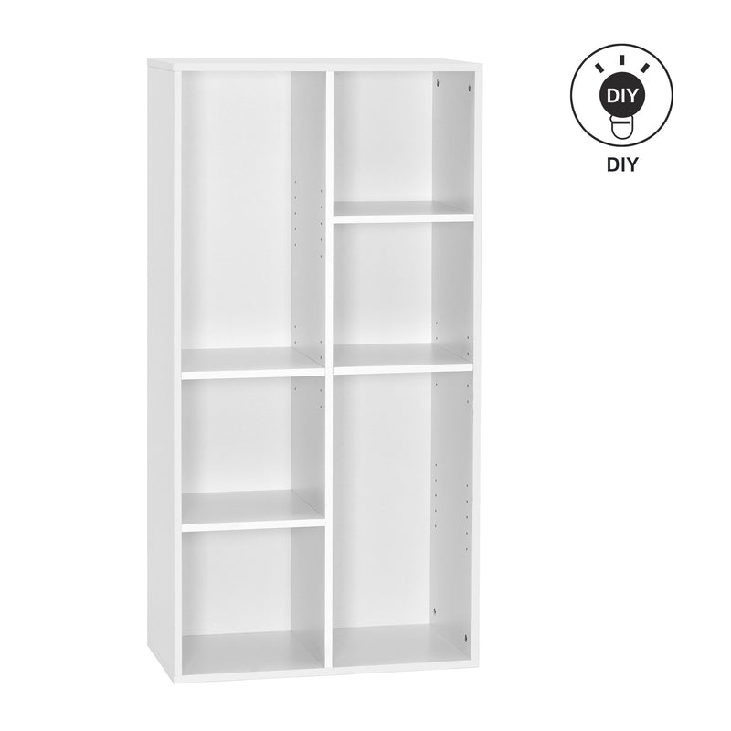 Meerveil Modern Bookcase, White Color, 8 Opening Storage Units