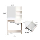 Meerveil Modern Dressing Table Set, White Color, Providing Frameless Mirror and Stool