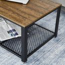 Meerveil Retro Industrial Coffee Table, Antique Warm Grey Wood Grain Color