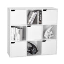 Meerveil Modern Bookcase, White Color, 9 Storage Units and 5 Doors