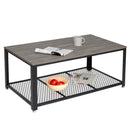 Meerveil Retro Industrial Coffee Table, Antique Warm Grey Wood Grain Color